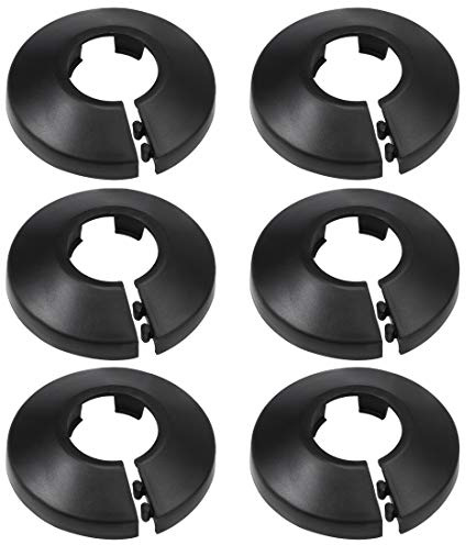sourcing map 20mm Pipe Cover Decoration PP Plastic Water Pipe Escutcheon Black 6pcs