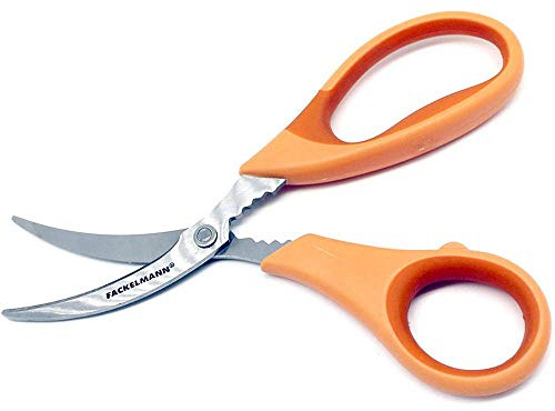 Fackelmann Éplucheur de crevettes et crevettes, ciseaux de cuisine en acier inoxydable, ustensiles de mer en acier inoxydable avec poignée ergonomique, noir, 18 x 8,5 cm, 1 pièce