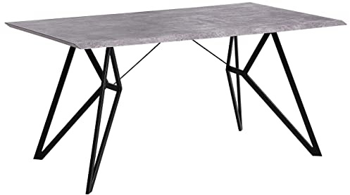 Beliani Esstisch Betonoptik/schwarz 160 x 90 cm MDF-Platte Buscot