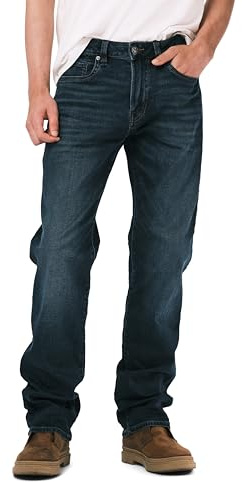 Buffalo David Bitton Men's Relaxed Straight Leg Driven Jean, Crinkled and Sanded Indigo, 32W x 32L