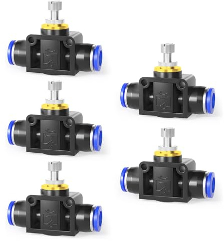 ERGAOBOY 5 Stk 4mm AD Luftstromregelventil mit Push to Connect Anschluss, gerader Geschwindigkeitsregler (SA4)