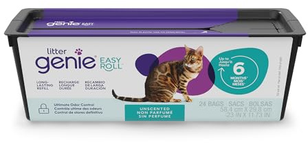 Litter Genie Easy Roll Nachfüller, Katzenstreu Entsorgungssystem, ultimative Geruchskontrolle, mühelose Reinigung, 1 Nachfüllpack mit 24 Beuteln