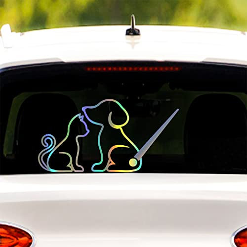 Iprokiu Cute Dog and Cat Rear Wiper Sticker for Car Cartoon Animal Funny Puppy Moving Tail Waving Wiper Sticker Rear Window Decal Waterproof Windshield Wiper Decal Car Truck Wall Decor (Dazzle Color)