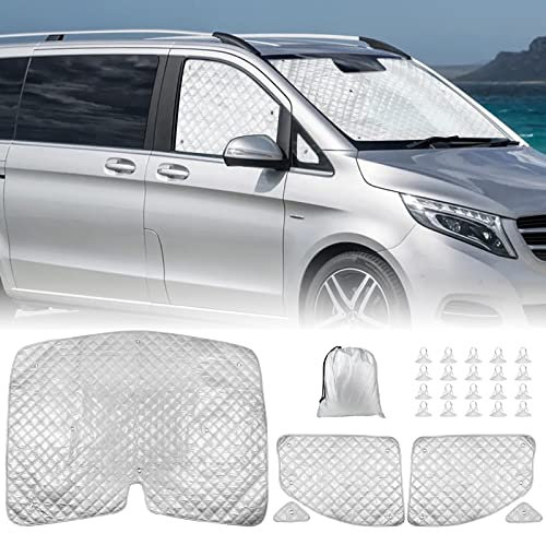 5 Stück Frontscheibenabdeckung Auto Sonnenschutz Innen, Luxus Sonnenschutz Auto Windschutzscheibe Abdeckung für 2014-2022 Mercedes-Benz VITO III W447 / Viano