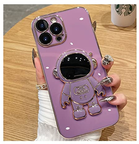 Jacyren Handyhülle für iPhone 12 Pro Max mit Hidden Ständer Case 6D Plating Astronaut Hülle für iPhone 12 Pro Max Schuthülle 360 Grad Schutzhülle mit Halterung Case Cover für iPhone 12 Pro Max