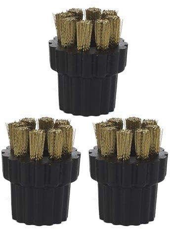 H2O Steam Mop Replacement Brushes (3 Pack) - Metal Black Brushes - Uses: Bathroom Cleaner, Kitchen Cleaner, Spot Cleaner & Outdoor Cleaner with H20 HD X5