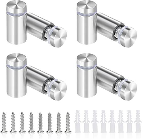 Reklamskruv i rostfritt stål reklam spikskruvar glasdistanshållare skruv för glasmontering och fixering 16 x 30 mm 8 stycken