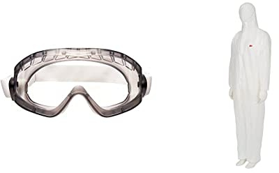 3M Lunettes-masque de sécurité 2890S & Combinaison de Sécurité avec Capuchon, en Polypropylène, Blanc, Taille M
