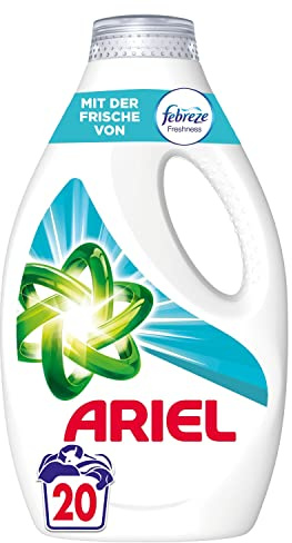 Ariel Flüssigwaschmittel, 20 Waschladungen, Mit Der Frische Von Febreze, Ausgezeichnete Fleckentfernung Beim 1. Waschen Selbst In Kälteren Temperaturen