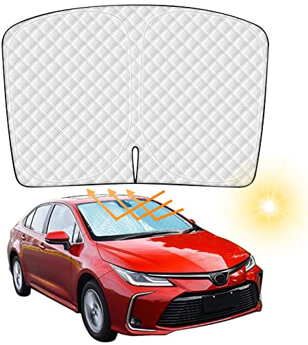 Yumzeco Foldable Windshield Car Sun Shade Compatible with 2022 2023 Toyota Corolla,Thicken 4-Layers Windscreen Sunshade, Blocks UV Rays Sun Visor Protection for Front Window,Vehicle Sunshade Protector