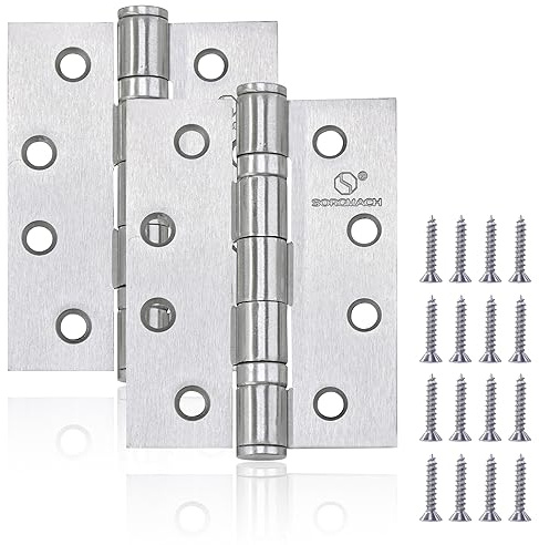 2 Stück Scharnier, 100x76x2.5 mm Satin-Nickel Türscharniere für Holztüren Scharniere Klappbar für Innen- und Außentüren von Geschäftsgebäuden