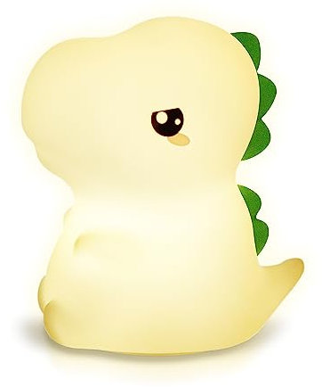 groov e Cuties - Rory Dinosaur - Colour Changing LED Night Light with 30/60 Minute Timer - 7 Colours - Tap to Use - Rechargeable 12-Hour Battery or USB Powered - for Babies, Toddlers & Children