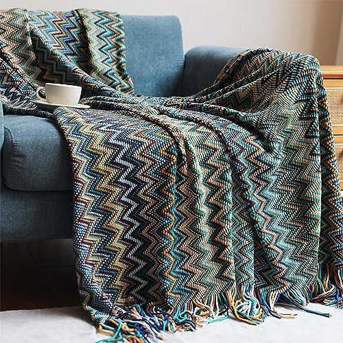 AMZZHAO Decke mit Fransen,Boho Strickdecke,Sofaüberwürfe,Gemütliche Couchdecke,Schlafdecke,Tagesdecken,Reisedecken für Schlafzimmer,Wohnzimmer,Büro,In 3 Größen erhältlich
