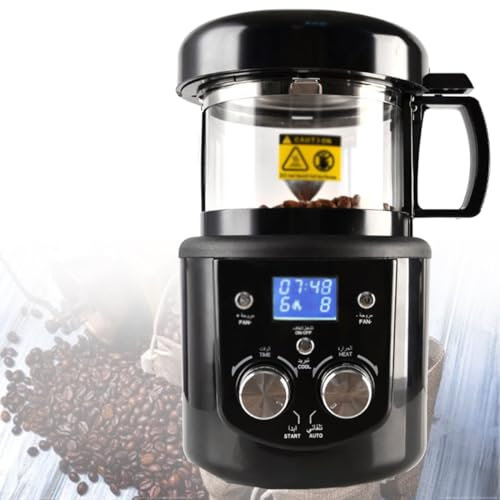 Kaffeebohnen Röster Maschine für den Hausgebrauch, Kaffeeröster mit Timer, transparentes verdicktes Glas, Auto, Geschenk für Kaffee Liebhaber, Freunde,220V