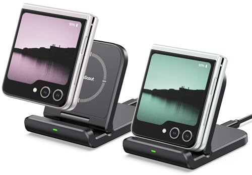 Chargeur Induction pour Samsung Z Flip 7 (Lot de 2), Chargeur Pliable pour Galaxy Z Flip 7 FE/6/5/4/3, Charge sans Fil pour la série Galaxy Z Flip/Moto Razr, SwanScout 501S (sans Adaptateur)
