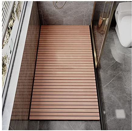 Badematte aus Bambusholz,robuste Duschmatte,Badematte aus Holz,rutschfeste,wasserdichte große Badezimmer-Bodenmatte für drinnen und draußen,einfache Aufbewahrung,Duschmatte für den Außenbereic