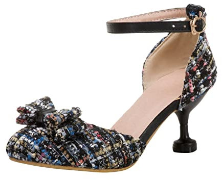 koperras Klassische gemischte Farbschleife für Mädchen, verziert mit dünnen High Heels, Party, Hochzeit, Tanz, Prinzessinnenschuhe Kairo Kids (Black, 36.5 Big Kids)