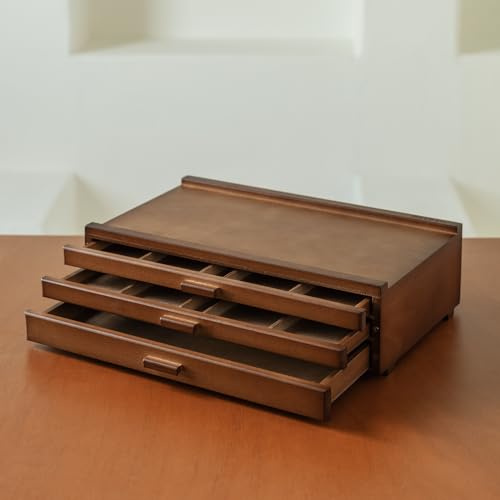 MEEDEN Pro Aufbewahrungsbox für Künstler: 3 Schubladen massives Buchenholz | Aufbewahrungsbox, Tragbare Organizer-Schubladen für Pastellkreide, Bleistifte, Pinsel, Farben und Marker