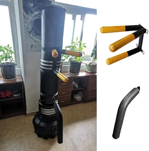EXCLURA Wing Chun Holzpuppe Wing Chun-Trainingspuppe aus Holz für Sandsäcke, Tragbares Wing Chun-Trainingsgerät für Das Training zu Hause, Hölzerner Mannstapel mit Federarmen und -Beinen