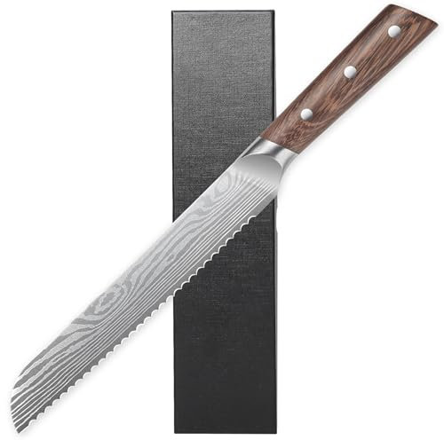 Plys Coltello Pane Professionale Coltello Seghettato Coltello per Pane con Manico in Legno