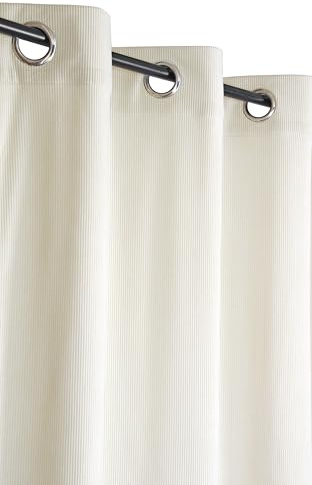 Atout Ciel Rideau Effet Velours côtelé, à œillets 140x260cm, prêt à Poser, Beige