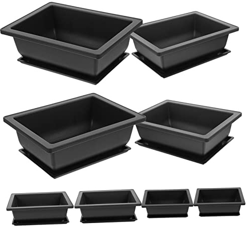 MERRYHAPY Rechteckige Kunststoff Blumentöpfe Mit Tablett Für Bonsai Hausgarten Und Innendekor 8 Stück Robust Und Wiederverwendbar