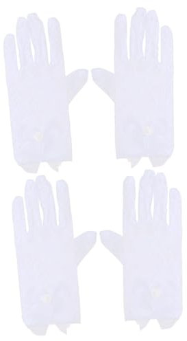 LIFKOME 2paare Elegante Weiße Spitzenhandschuhe Mit Schleifen Perfektes Accessoire Für Kostümpartys Und Besondere Anlässe Dehnbar Und Angenehm Zu Tragen