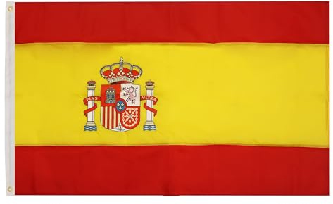 AZ FLAG Spanische Flagge, Premium, 150 x 90 cm, spanische Flagge, genäht und bestickt, Nylon 200D, mit integrierten Metallösen, 200 g