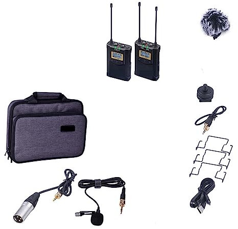 Micrófono de estudio Micrófono inalámbrico CVM-WM100 Plus Micrófono de solapa inalámbrico dual UHF profesional de 48 canales Mantenga la voz nítida(WM100 PLUS(C))
