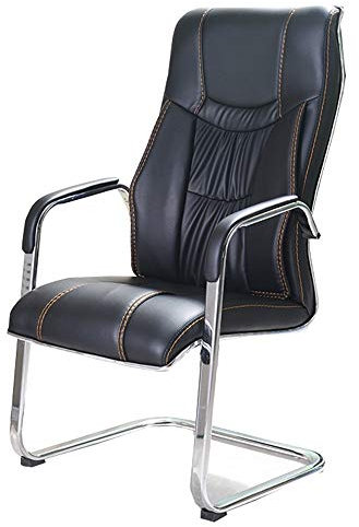 Moderner Schreibtischstuhl aus Polyurethan, mit hoher Rückenlehne und großem Sitz, ultimatives Komfort-Design, 150 kg Tragkraft, Entspannungsstuhl für Empfang, Schwarz