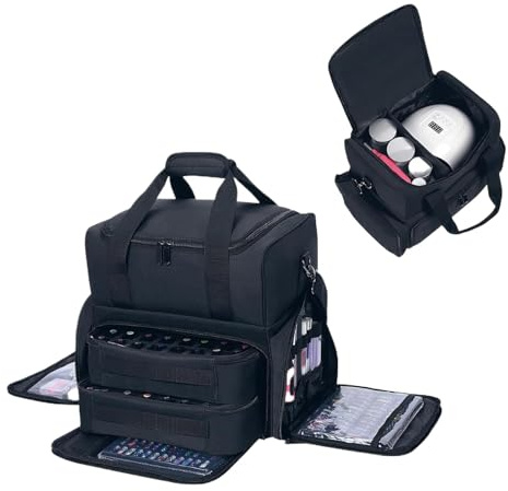 Nagellack Arrangör Väska | Kit Bärväska | Resefodral, Kvinnor Nagellampa Kit Väska Håller 70 flaskor med hållare och axelrem pe