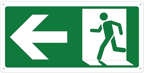 pubblimania Notausgang Pfeil nach links | Schild aus Aluminium-Verbundwerkstoff 3 mm außen-innen (Notausgang links, 1 Einheit)