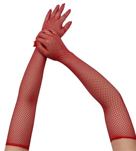 Uteruik Damen-Netz-Handschuhe, Opern-Fäustlinge, Ellenbogen-Handschuhe für Hochzeit, Opernabend, Party, Bankett, Kleid