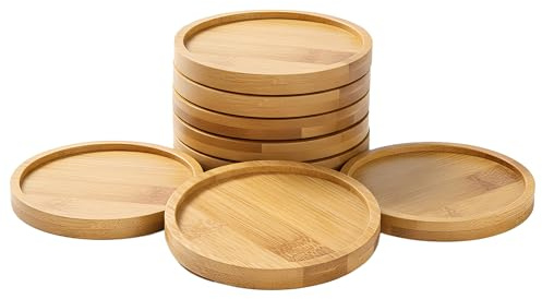 10 Pcs Round Bamboo Coasters 3.7 Inch, Blank Mats for Crafts — DIY Mosaic Tile Base, Small Indoor Plant Coasters, Reusable Eco-Friendly Design