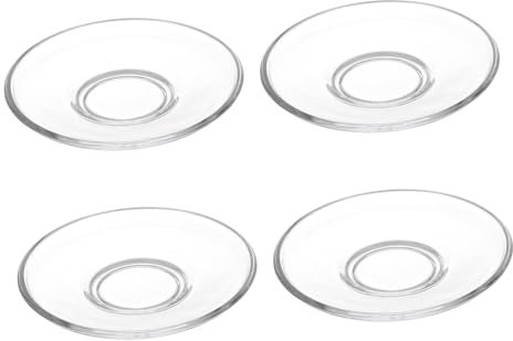 TOPPERFUN 4stücke Klarglas Untertassen Für Tee Haushalt Küche Platten Schalen Mit Einfachem Design Für Tischschutz Und Aufbewahrung