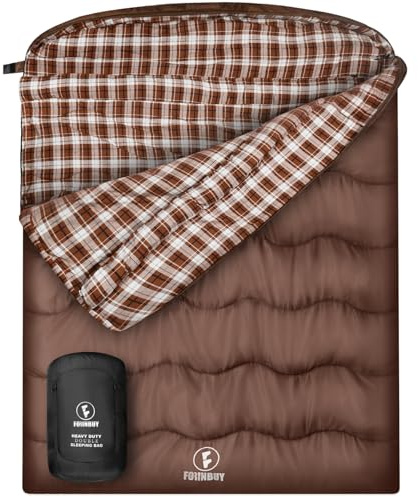 FORINBUY vinter dubbel flanell sovsäck för vuxna – sovsäck 2 personer utomhus varm filt sovsäck, Queen size – perfekt för familjer camping och RV-resor 230 x 150 cm
