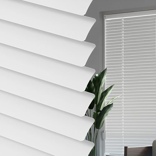 IRUGS Aluminum Venetian Blinds for Indoor Windows 25mm Slats Blackout Blinds Window Blind With Strings Light Filtering Privacy Protection for Home Office(White,60Wx90Hcm)