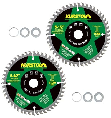 KURSTOL Wood Circular Saw Blade - 140 x 20 x 12.7mm 48 Tooth TCT Cutting Blade for Wood, Plastic, Plywood, Particle Boards, Multilayer Boards(2 Pack)