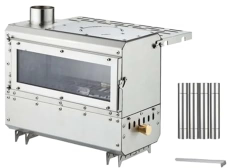 HYRTEFBN Fire Wood Heater 4-section Chimney Tent Wood Stove Side Panel Stainless Steel Camping Brazier Firewood Burner