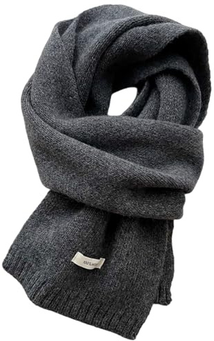 Generisch Winterschal Wollschal Weiche Warm Strickschal - 100% Wolle - Herbst Winter Einfarbig Gestrickter Schal Vielseitiger Kaschmir-Halsschal für Damen Herren, 160 x 20 cm