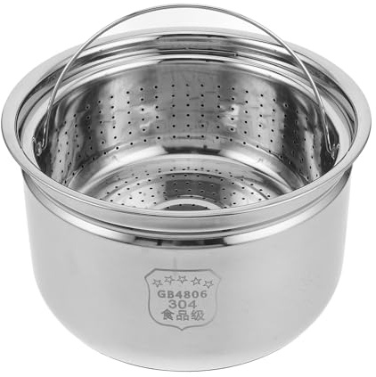 COLLBATH Pentola Interna in Acciaio per Cuociriso Elettrico con Cestello Vapore per Riso Soffice e Cottura Multifunzione per Controllo Zuccheri e Cucina Sana