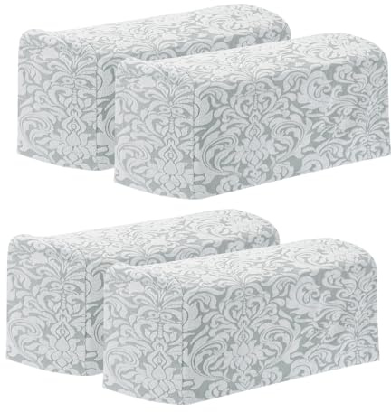 QUARKZMAN 2 Set Armlehnenschoner für Sessel, Stretch-Jacquard Armkappen, für Sessel, Sofa, Couch Stretchy Armlehnenbezug，Schonbezüge für Möbelschutz - Hellgrau