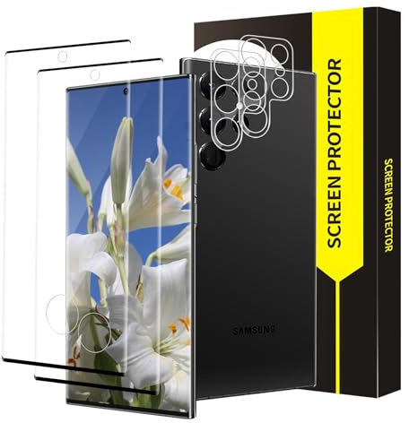 Bodyguard 2+2 Stück Schutzfolie für Panzerglas für Samsung Galaxy S23 Ultra 5G, 3D-Volle Bedeckung Fingerabdruck-ID Ultra-Klar Kristallklar 9H Härte Frei von Kratzern Samsung S23 Ultra Folie