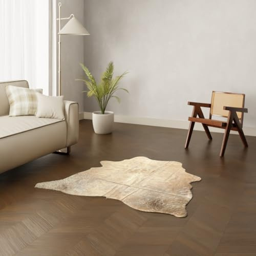 Wildlife Design Mini Kuhfell Teppich Echtfell Mittelbraun ca. 150x140 cm Kompakt Nachhaltig Tierfreundlich Gratis Lederuntersetzer