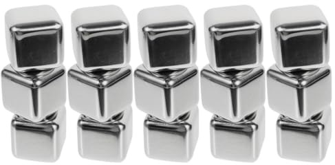 Ciieeo Stainless Steel Whiskey Stones, Reusable Cooling Ice Cubes for Drinks, 15pcs Silver Metal Chilling Rocks, Food Grade Spirit Chillers, No Dilution Wine Pellets, Bar Party Cold Blocks
