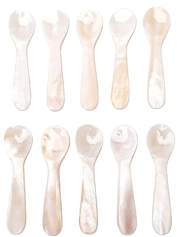 Fdit Probierlöffel, 10 Stück, 7 Cm, cremeweiß, Kleine Löffel für Desserts