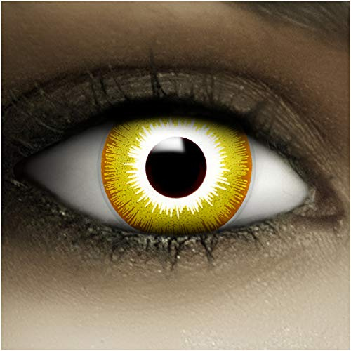 FXCONTACTS Gelbe Avatar Halloween Jahreslinsen + Tattoos, ohne Stärke
