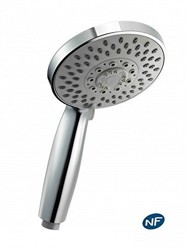 Disflex - Extra großer Duschkopf, 5 Strahlarten, energiesparend, verchromt, Antikalk NF