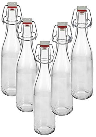 hocz 10er Set Bügelflaschen Bügelflasche Glasflaschen 330ml mit Bügelverschluss zum Selbstbefüllen Bügelflasche Smoothie