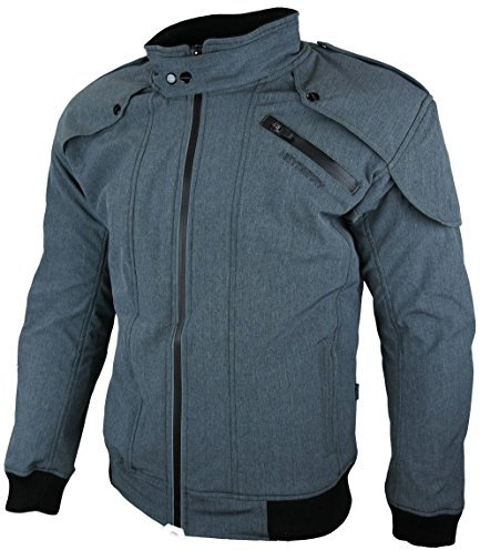 HEYBERRY Soft Shell Motorradjacke Textil Grau meliert mit Protektoren Gr. L